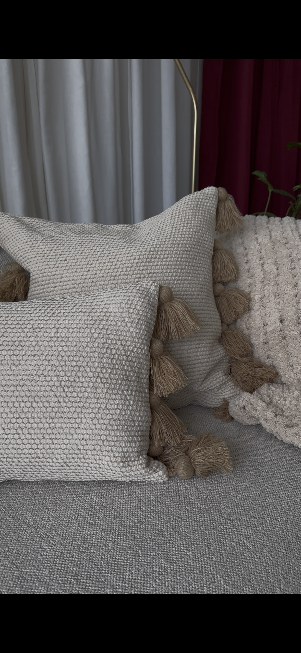 Raya – Textured Fringe Square Cushion Cover