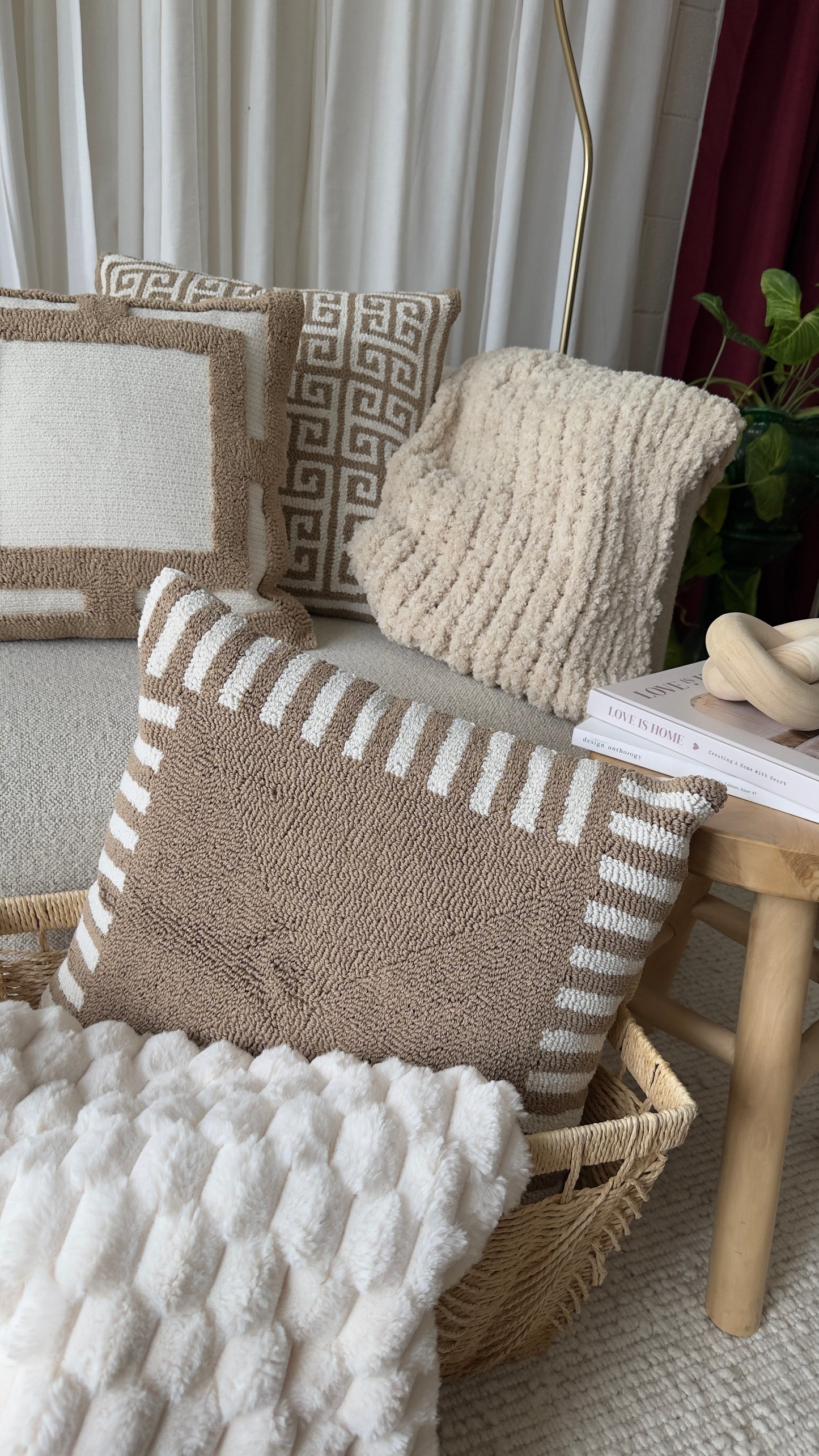 Zora – Striped Embroidered Cushion Cover