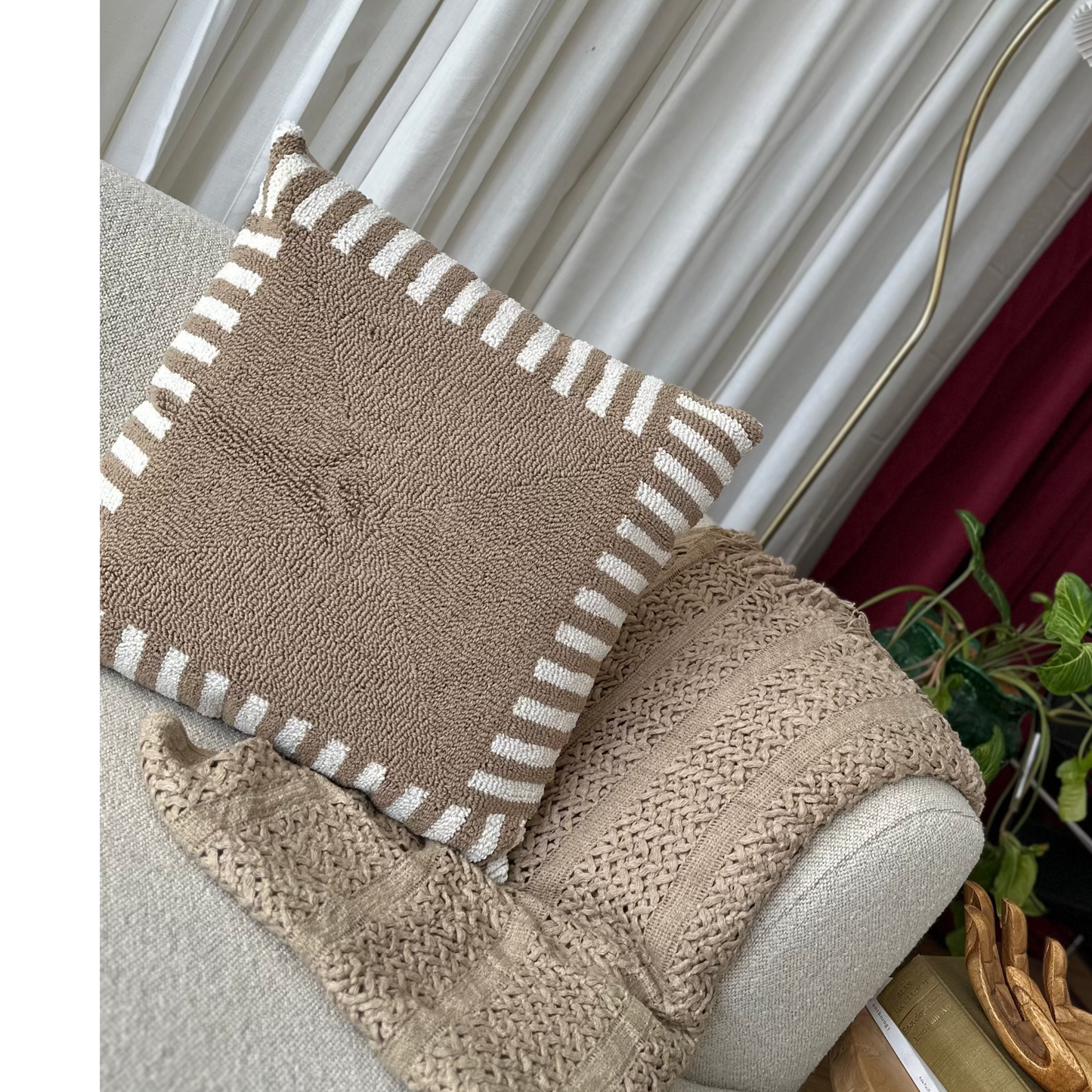 Zora – Striped Embroidered Cushion Cover