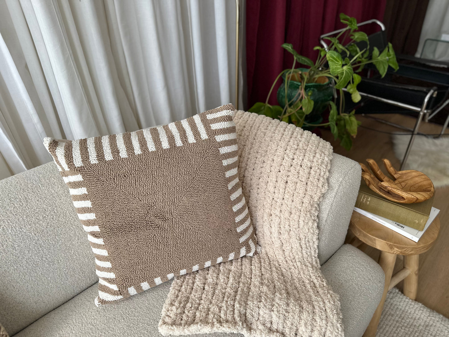 Zora – Striped Embroidered Cushion Cover