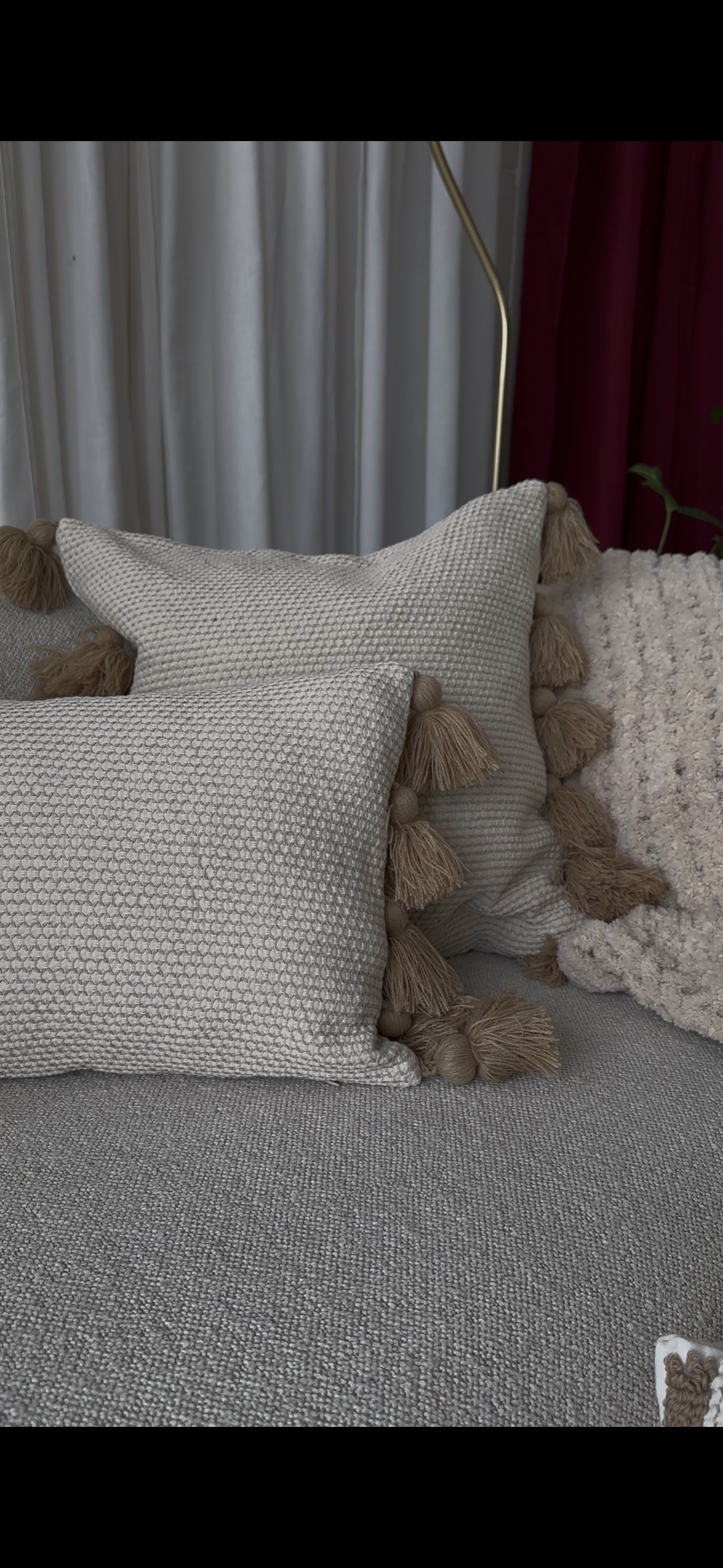 Raya – Textured Fringe Square Cushion Cover